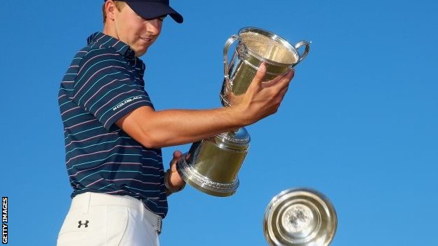 Butterfingers Spieth dropped the lid off the trophy shortly after being handed it