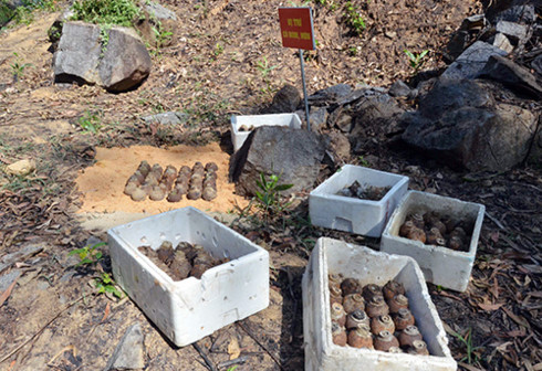 Clustered bombs left from the Vietnam War in Quang Ngai Province