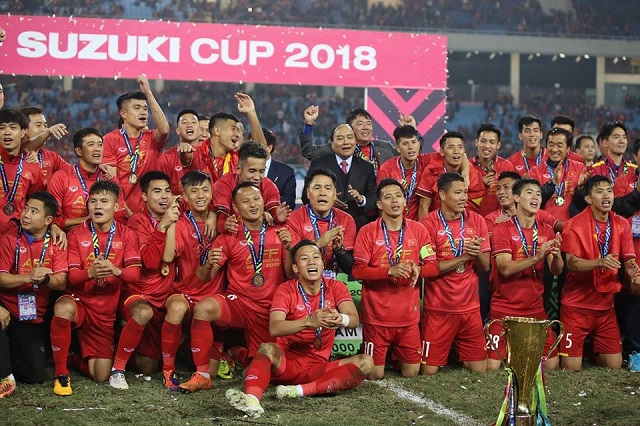 
After winning the AFF Suzuki Cup 2018, the national squad are about to kick off a busy year ahead, starting with the upcoming Asian Cup next week. (Photo: Vietnam Football Federation)​
