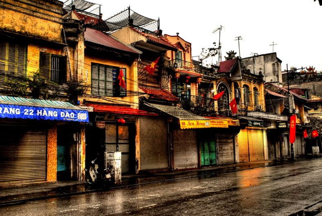 Hang Dao street with unique buildings