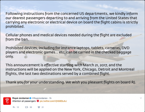 Mỹ cấm mang máy tính bảng, máy tính xách tay trên một số chuyến bay - Ảnh 1.