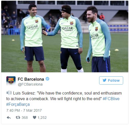 Barcelona - PSG: Luis Suarez kêu gọi đồng đội chiến đấu đến cùng - Ảnh 1.