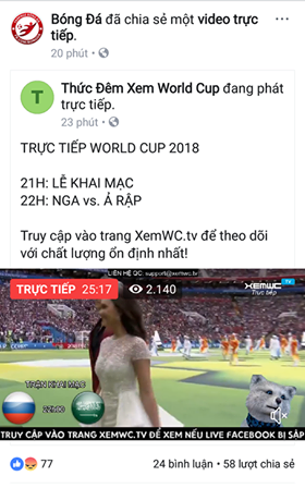 Tình trạng vi phạm bản quyền FIFA World Cup™ 2018 xuất hiện tràn lan trên Facebook, Youtube... - Ảnh 2.