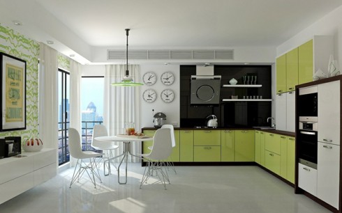 Không gian nhà bếp độc đáo với màu xanh lá cây - Ảnh 1.
