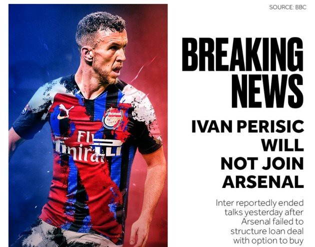 Arsenal vỡ mộng phút chót vụ Ivan Perisic - Ảnh 1.