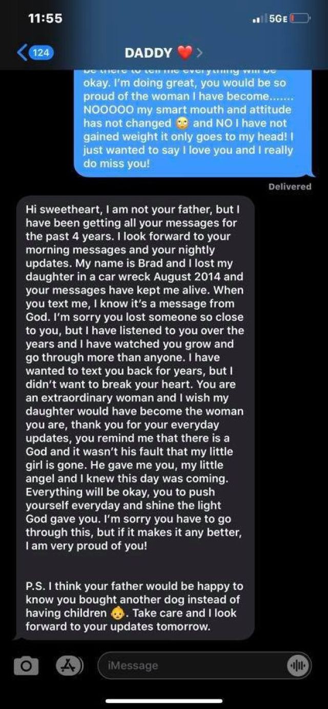 Cô gái nhắn tin cho người cha quá cố suốt 4 năm, bất ngờ nhận được hồi âm - Ảnh 2.