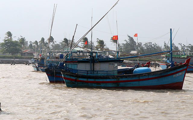 Fishing boats of Phu Yen fishermen anchor safely in Tuy Hoa city. (Photo: NDO/Trinh Ke)