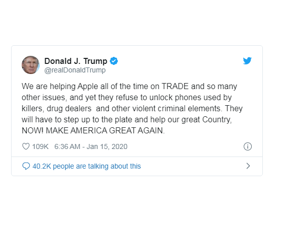 Tổng thống Trump mắng Apple vì từ chối mở khóa iPhone - Ảnh 1.