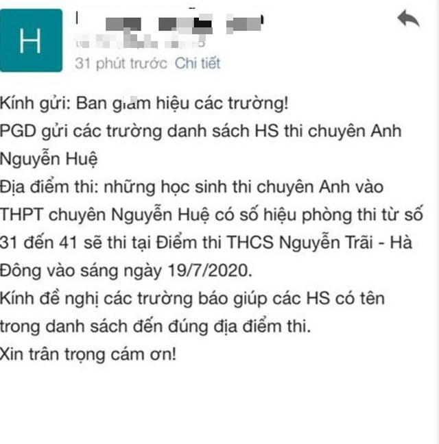 Sở GD-ĐT Hà Nội lên tiếng về “sự cố” đổi địa điểm thi lúc nửa đêm - Ảnh 1.