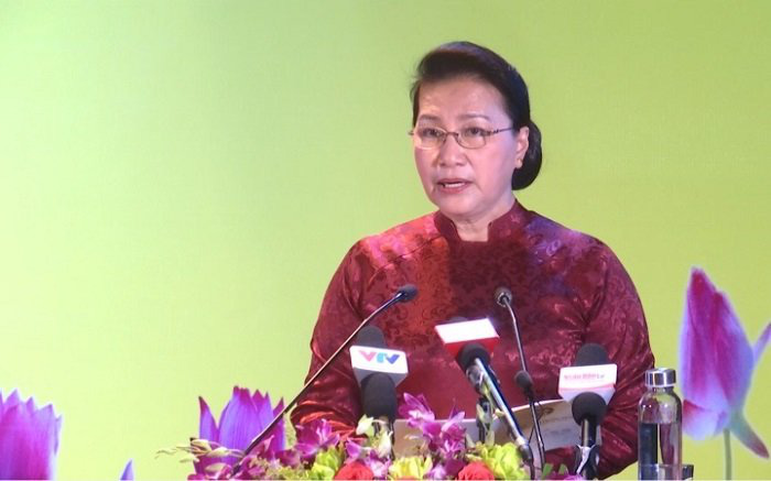 NA Chairwoman Nguyen Thi Kim Ngan speaks at the ceremony. (Photo: NDO/Tan Nguyen) 