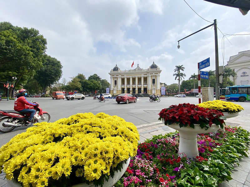 The brilliant scenes in front of Hanoi Opera House in the early spring days.