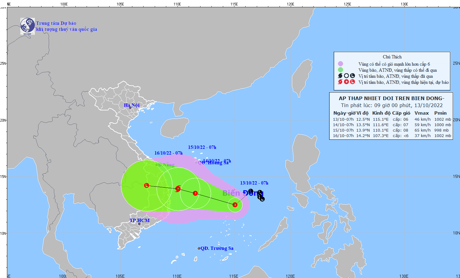 Vùng áp thấp trên Biển Đông đã mạnh lên thành áp thấp nhiệt đới - Ảnh 1.
