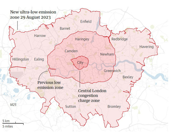 London mở rộng vùng phát thải cực thấp, thu phí đối với ô tô - Ảnh 1.