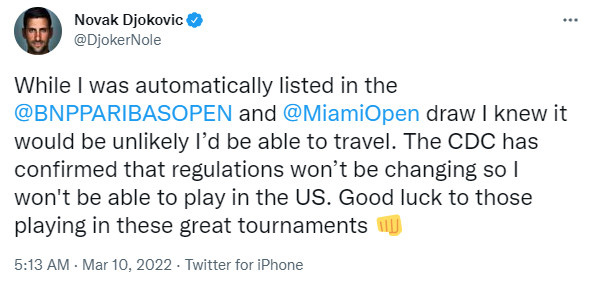 Djokovic sẽ không tham dự Indian Wells 2022 - Ảnh 2.
