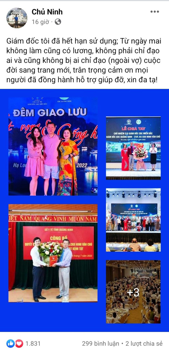Kiểm tra, làm rõ thông tin về tiệc chia tay của nguyên Giám đốc CDC tỉnh Quảng Ninh - Ảnh 1.