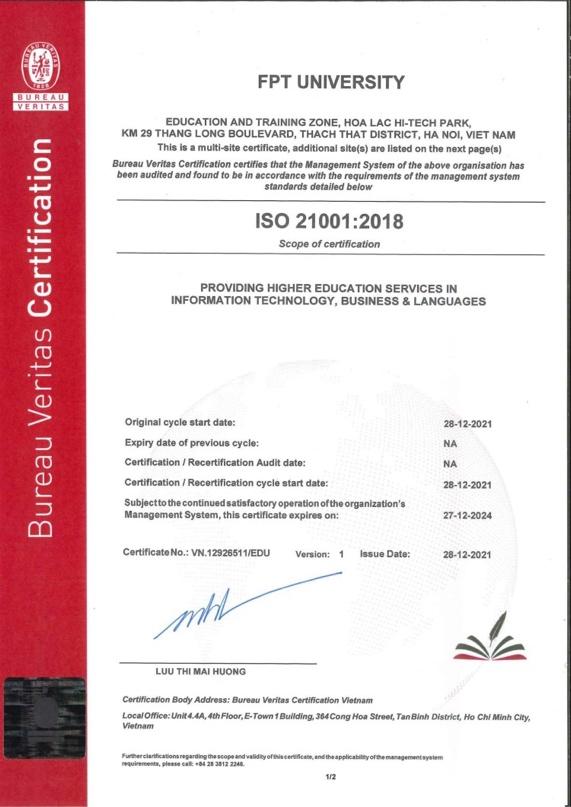 Đại học FPT là trường đại học đầu tiên tại Việt Nam đạt chứng nhận ISO 21001: 2018 - Ảnh 3.