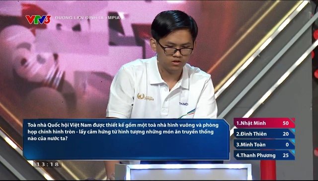 
Nhat Minh repeatedly rings the bell and gave the correct answers during the general Warm-up round
