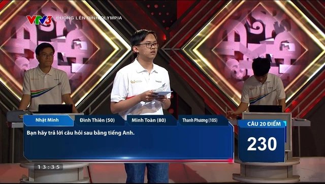 
Nhật Minh has no trouble answering the three 20-point questions in the Finish Line round
