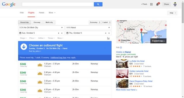 Google Flight Search mang đến chuyến bay với giá hợp lý nhất cho người dùng