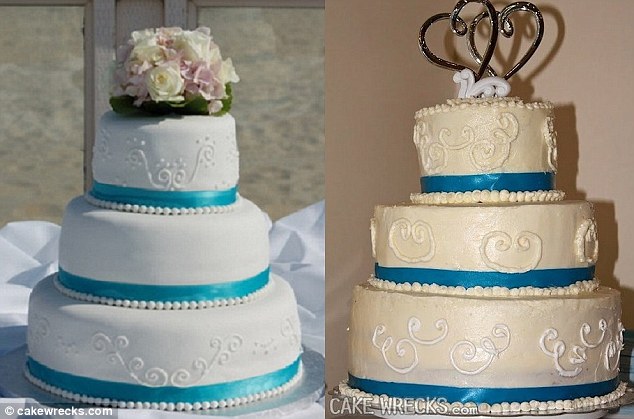 
Chiếc bánh cưới bên phải trông không khác gì sản phẩm được nhào nặn từ bàn tay của một học sinh tiểu học
