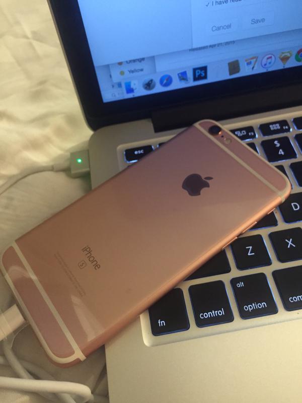 Hình ảnh chiếc iPhone 6S màu Rose Gold của Adrienne Alpern