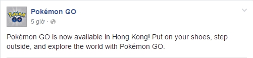 Pokémon GO thông báo phát hành tại Hong Kong (Trung Quốc)