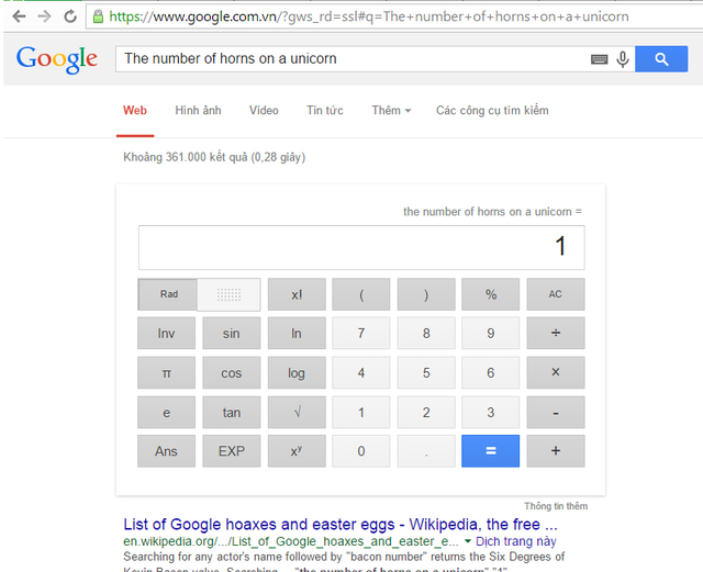 Kết quả cho câu hỏi về số sừng trên đầu Kỳ lân của Google