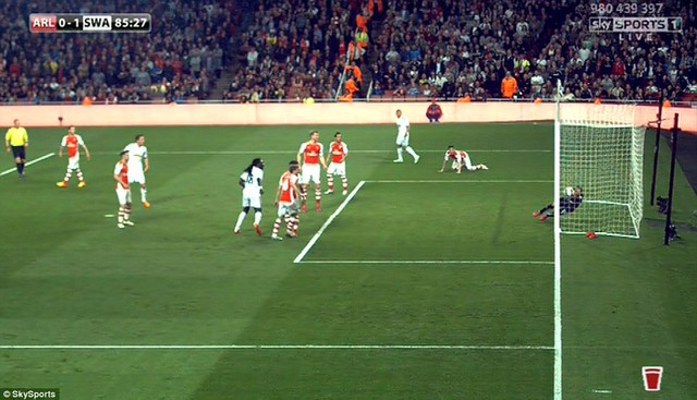 Công nghệ goal-line đã giúp Swansea có được chiến thắng ngay tại Emirates.