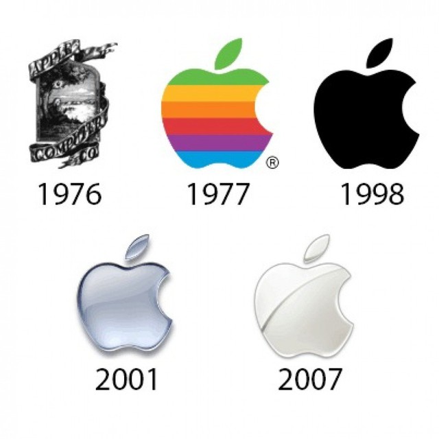 Sau sự lột xác hoàn toàn vào năm 1977, quả táo cầu vồng của Apple đã chuyển dần sang màu trắng bạc với thiết kế 3D