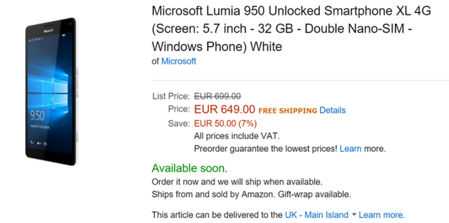 
Mức giá mới cho bản mở khóa mạng của chiếc Lumia 950 XL tại thị trường Pháp
