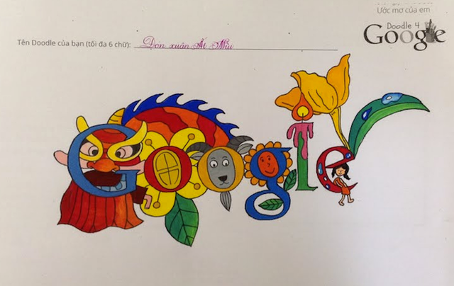 Tác phẩm đạt giải nhất cuộc thi Doodle 4 Google do họa sĩ nhí Lê Hiếu sáng tác