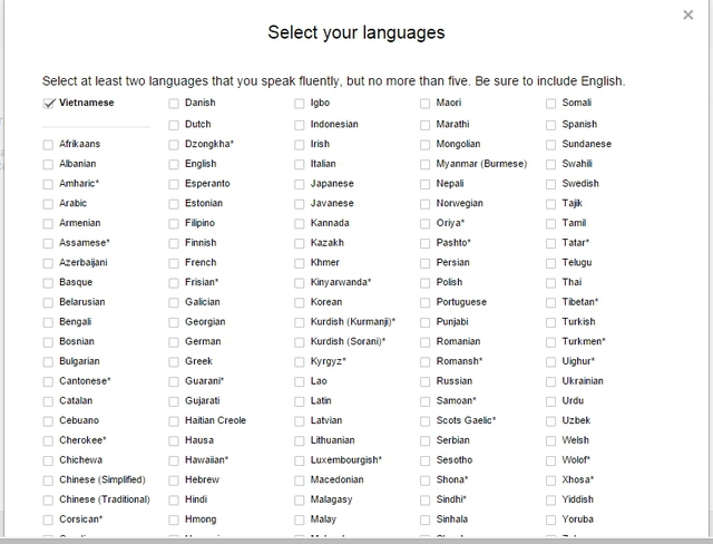 Chọn ngôn ngữ so sánh