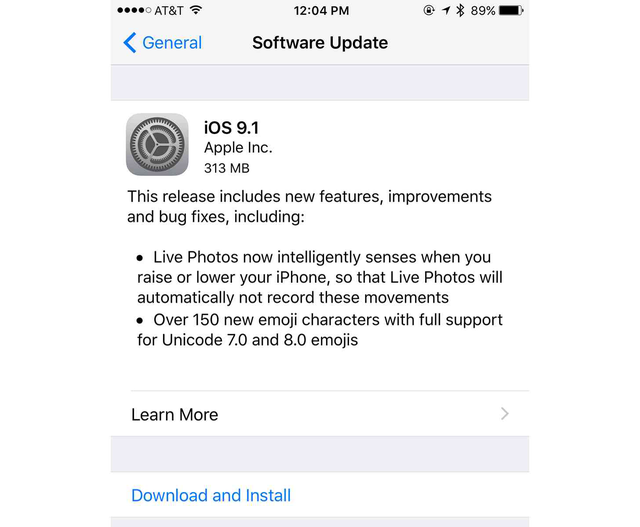 
Người dùng đã có thể tải về bản cập nhật iOS 9.1
