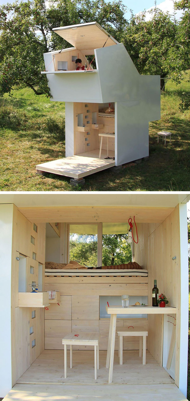Một căn nhà gỗ siêu nhỏ ở Đức được thiết kế với ý nghĩa tiết kiệm không gian đô thị.