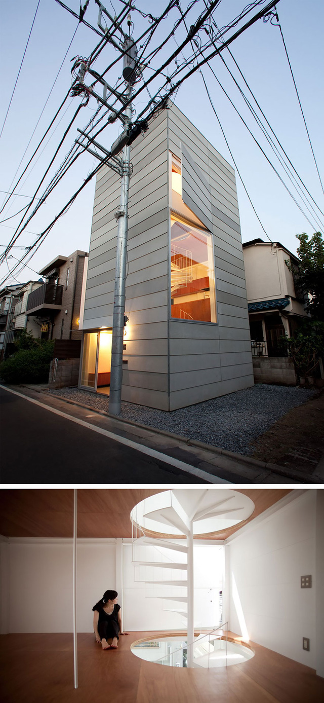 Ở Tokyo (Nhật Bản) còn có căn nhà hình khối với phong cách hiện đại, diện tích tuy nhỏ nhưng vẫn được tạo cảm giác thông thoáng.