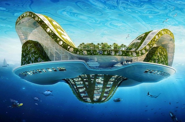 
Lilypad là một dự án thành phố nổi được thiết kế bởi Vincent Callebaut sẽ giải quyết mọi vấn đề nước biển dâng cao. Thành phố hoàn hảo này có thể chứa 50.000 người. Nó hoạt động dựa trên các nguồn năng lượng tái tạo (gió, ánh sáng mặt trời, thủy triều...), và thậm chí có thể chứa nước mưa.

