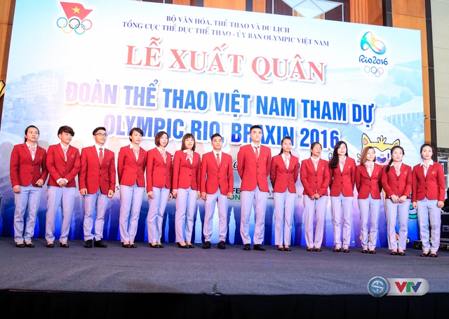 
Các VĐV Thể thao Việt Nam dự Olympic có mặt tại buổi lễ xuất quân. Một số VĐV như Ánh Viên, Anh Tuấn vắng mặt do tập huấn...
