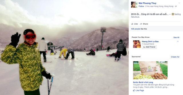 
Mai Phương Thúy đăng tải hình ảnh của mình tại một khu trượt tuyết ở xứ sở hoa anh đào
