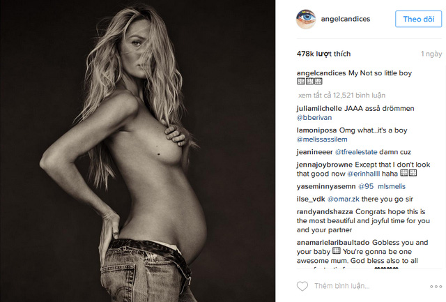 
Bức ảnh mới nhất được Candice chia sẻ trên trang Instagram cùng thông báo cô sẽ chào đón một bé trai.
