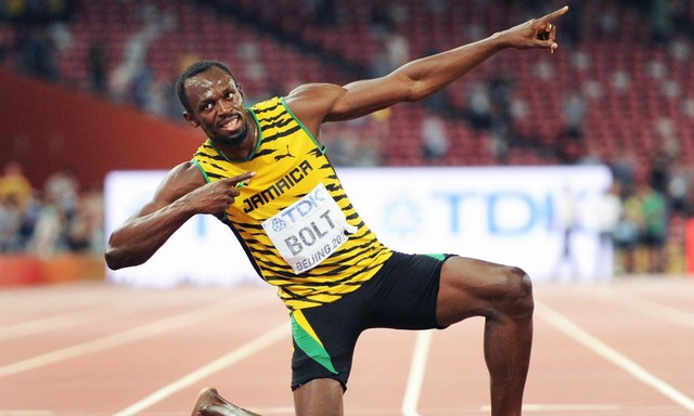 Tia chớp Usain Bolt sẽ bảo vệ thành công 3 tấm HCV ở các nội dung 100m, 200m và 4*100m tiếp sức tại Olympic 2016? (Ảnh: Athleticsweekly)