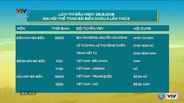 ABG5 - 2016: Lịch thi đấu ngày 26/9 của đoàn thể thao Việt Nam - Ảnh 1.