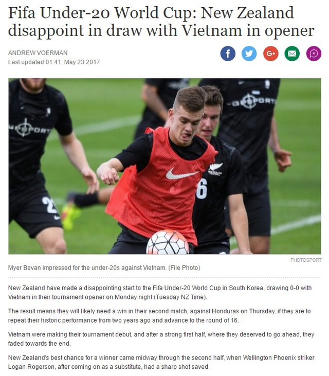 Truyền thông thế giới nói gì về trận đấu giữa U20 Việt Nam và U20 New Zealand? - Ảnh 1.
