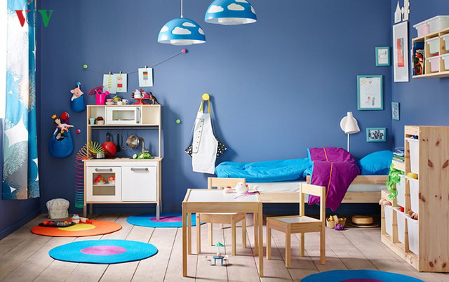 Nội thất phòng ngủ nổi bật với sắc xanh lam - Ảnh 1.