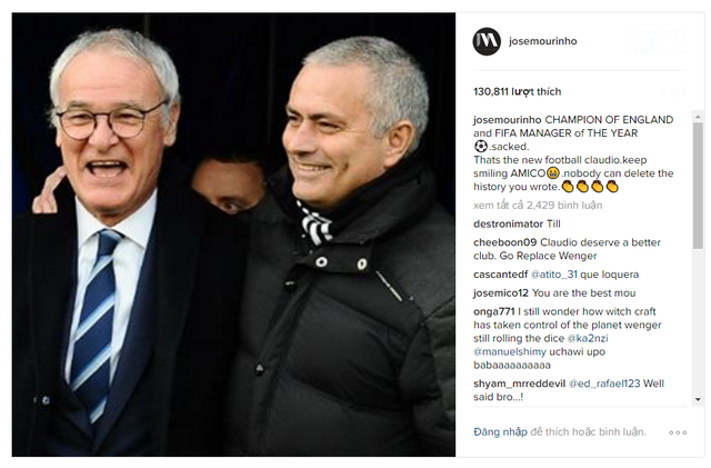 Mourinho an ủi Ranieri sau quyết định sa thải của Leicester - Ảnh 1.