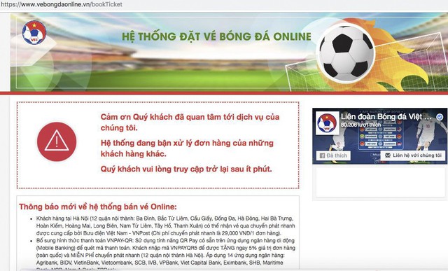 AFF Cup 2018: Mua vé online trận Việt Nam - Philippines khó hơn lên trời - Ảnh 1.