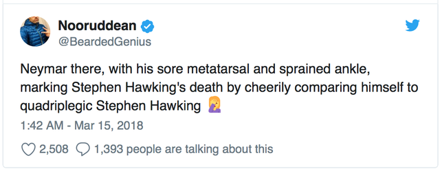 Neymar nhận “bão” chỉ trích vì bắt chước Stephen Hawking - Ảnh 4.