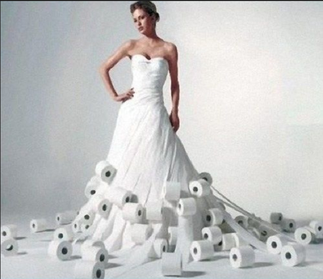Váy cưới tuyệt đẹp từ... giấy vệ sinh - Ảnh 3.