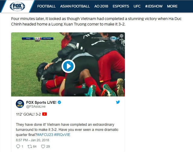 Fox Sports châu Á gọi U23 Việt Nam là người tạo nên lịch sử - Ảnh 2.