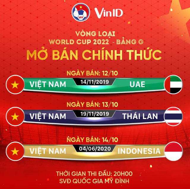 Mở bán vé 3 trận tiếp theo của Đội tuyển Việt Nam - Ảnh 1.