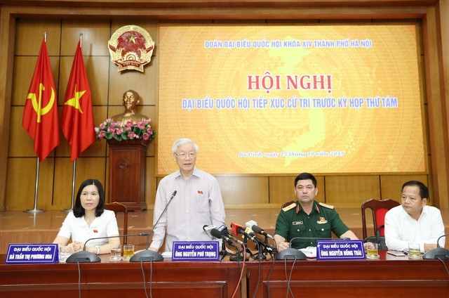 Tổng Bí thư, Chủ tịch nước tiếp xúc cử tri thành phố Hà Nội - Ảnh 3.